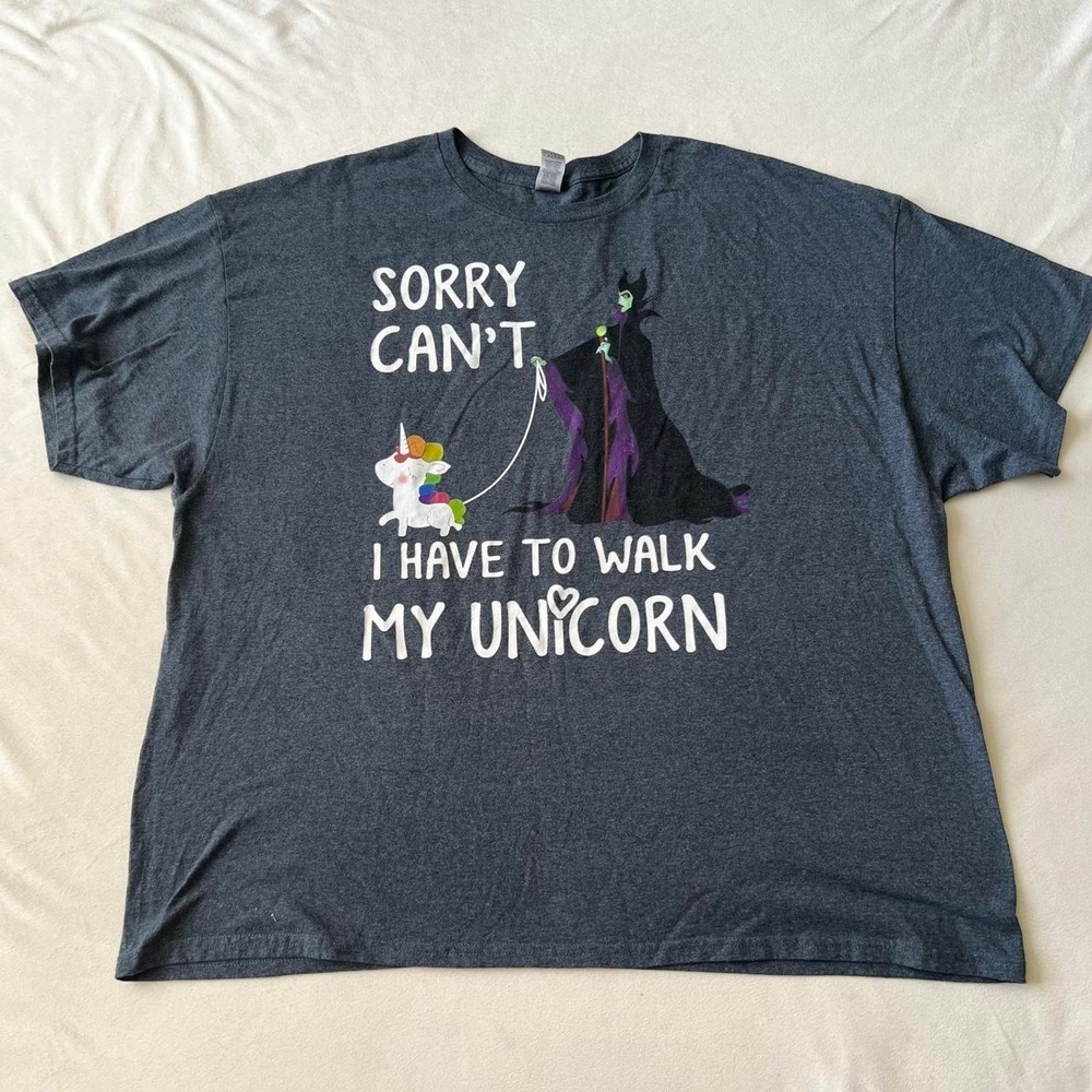 Disney Maleficent Walk My Unicorn Funny Humor Parody 3XL Graphic Cartoon